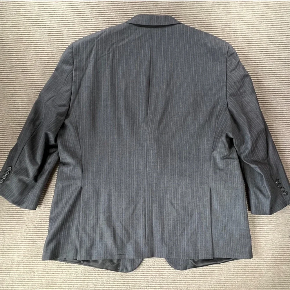 Hart Schaffner Marx Mens 50R‎ Gray Pinstripe Blazer Two Button Suit Jacket USA